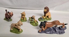 Disney's The Lion King Lot Of 6 PVC Figures/Cake Toppers On Stands-Timon,Simba