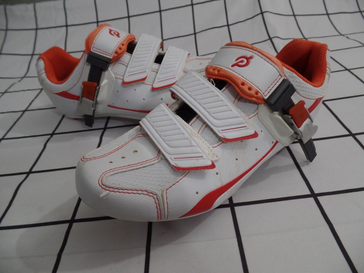 PELOTON Unisex White Orange Cycling SHOES, Size 40 EU (M  display picture 1