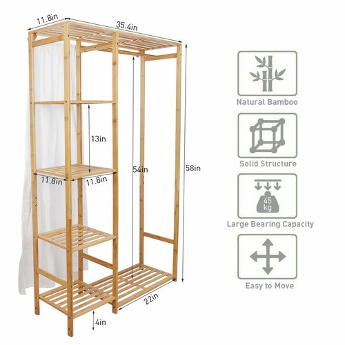 Heavy Duty Dust-proof Clothes Garment Rack Hanging Coat Stand w/Bottom Shelf DIY - Picture 8 of 12