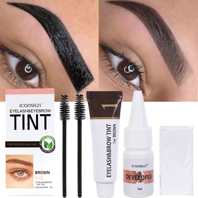 Eyelash & Eyebrow Dye Kit, 2-in-1 Waterproof, Long-Lasting Black