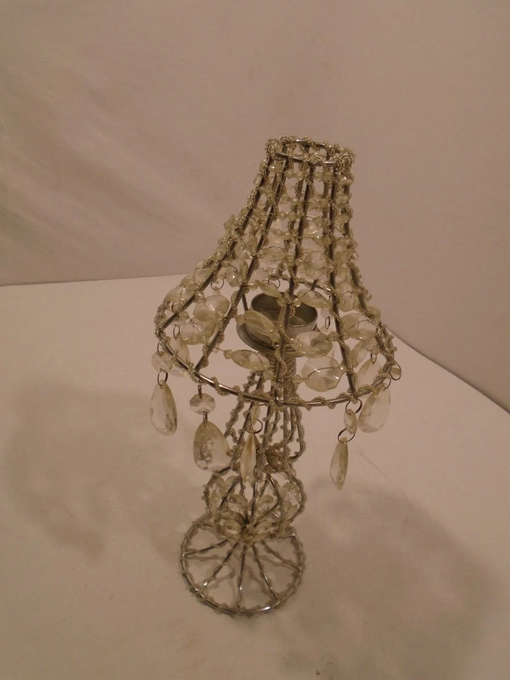 "Lámpara de mesa de metal con cristales y cuentas acrílicas colgantes TEA LIGHT 14""" Foto 2 de 4