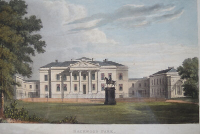 HACKWOOD PARK Seat Of Lord Bolton 1825 Hand Colored Engraving