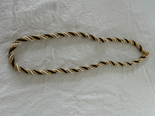 Vtg KJL Twisted Tri Strand Rope Chain Necklace Gold Tone Black Pearl 28" Heavy - Picture 4 of 5