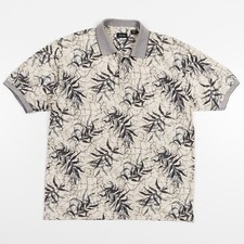 IZOD Golf Polo Shirt Men's Medium Palm Tropical Island Design Tonal Colors