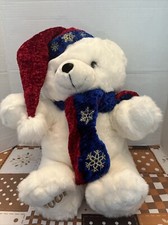 RARE VINTAGE LARGE MAIN JOY LIMITED HONG KONG WHITE CHRISTMAS TEDDY BEAR