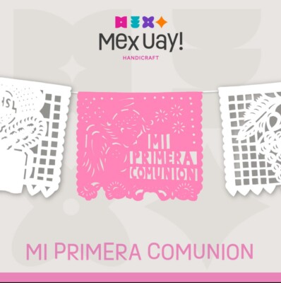 Mi Primera Comunion Banners~ 3Pack 18ft each Banner-Plastic Papel Picado Pink