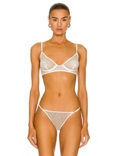 Kiki de Montparnasse Striped Lace Demi Bra Ivory Silk 32B NWT 228