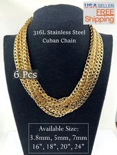 Wholesale Bulk 316L Stainless Steel Cuban Chain 16, 18, 20, 24 inches Necklace