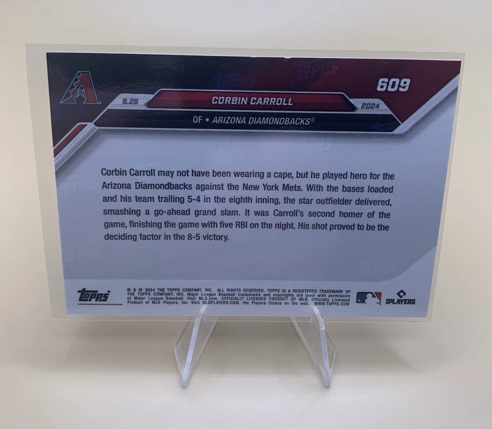 2024 Topps Now MLB #609 Corbin Carroll Diamondbacks "Go Ahead Grand Slam" - Image 2 of 2