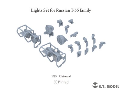ETmodel P35-268 Lights Set for Russian T-55 Family 3D Printed