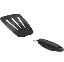 Hygienic Solid Heat-Resistant Flexible Slotted Silicone Spatula, Black Non-st...
