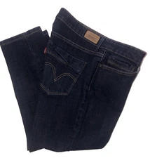 Levi's San Francisco Cropped Capri Jeans Fold-over Wing Pocket Dark Wash 8