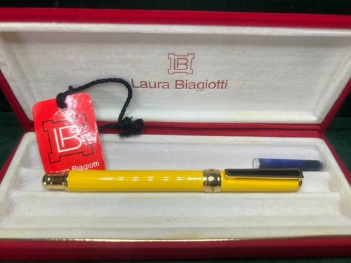 Laura Biagiotti Pen Fountain Pen Lacquer Yellow Pen Iridium 6 New - Picture 11 of 11