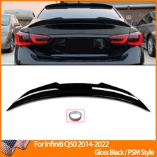 For 2014-22 Infiniti Q50 Rear Trunk Spoiler High Kick JDM PSM Style Gloss Black