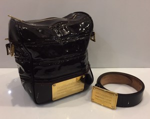 Conjunto De Dolce Gabbana Cinto \u0026 Bolsa De Mão Marrom Couro Envernizado |  eBay
