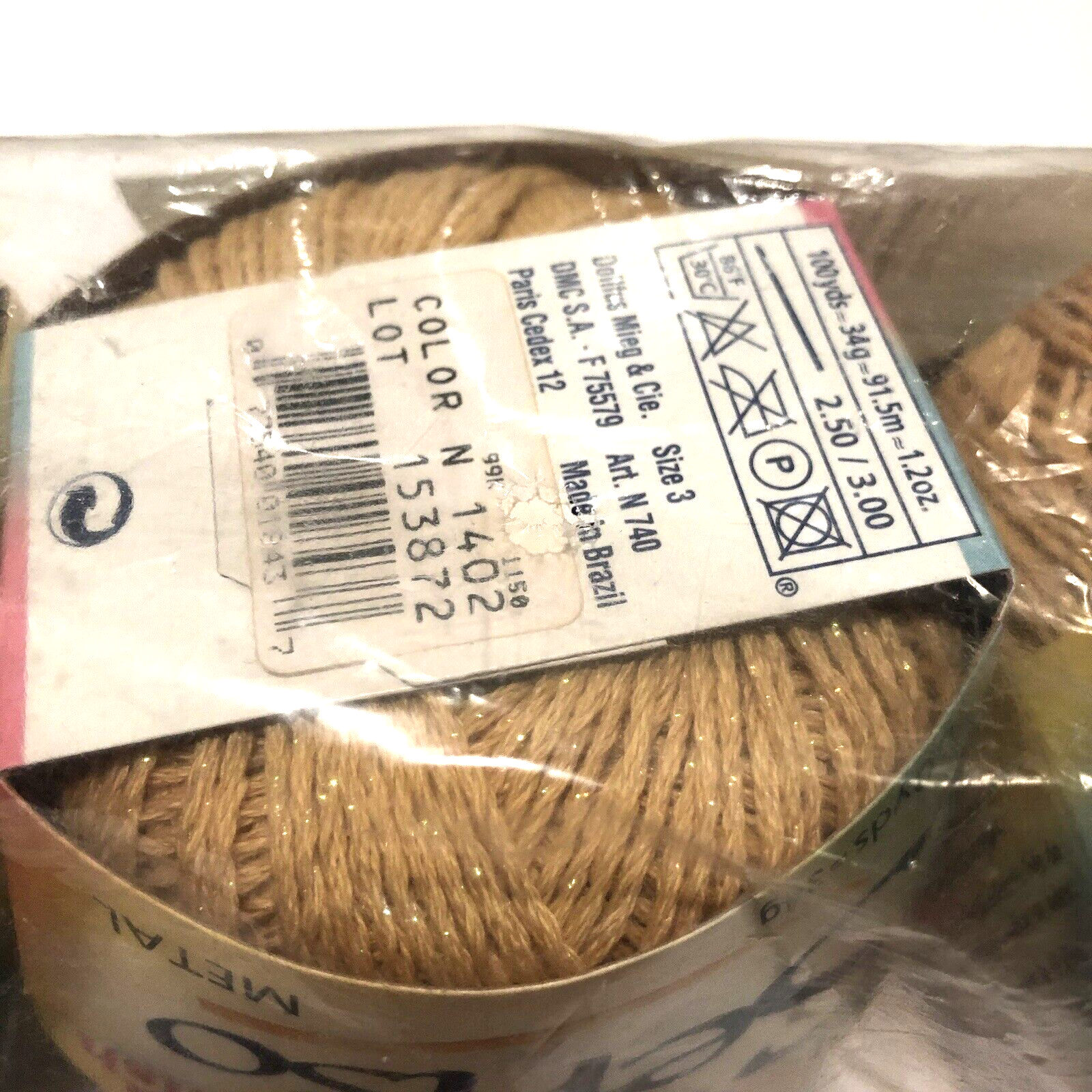 DMC Senso Crochet Quick Finish Yarn 1402 Yellow Gold Lot 153872 Metallic 3  Balls