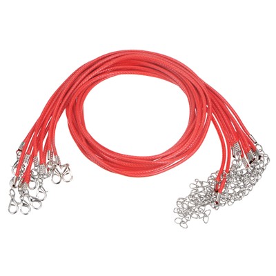 10pcs Waxed Necklace Cord Bulk, 16'' and 2mm Dia Necklace String Rope, Red