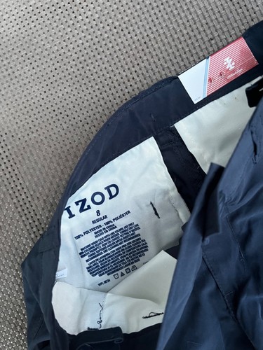 NWT IZOD Boys School Uniform Flat Front PERFORMANCE Pants, Navy Blue, size 8 - Picture 2 of 5