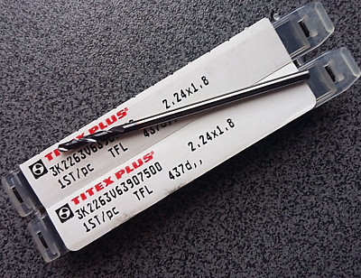 ABVERKAUF! BOHRER 2 x TITEX PLUS SPIRALBOHRER Ø 2,24 x 1,8 TFL 437d
