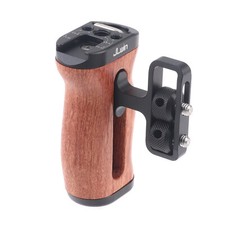 Wooden Side Handle Grip with Cold Shoe Mount for DSLR Vlogging Camera Cage Rig