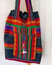 Tote Ethnic Fabric Mexican Tote Woven Cotton Mexican Handbag Boho Drawstring