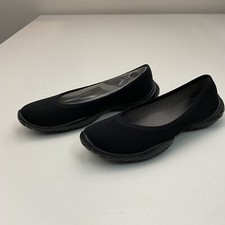 Lissom Flyte Black/Black Soles Slip-On Lightweight Ballet Flats, US 7.5