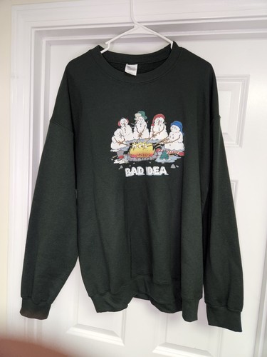 Bad Idea Snowman Campfire Crewneck Sweatshirt Xl
