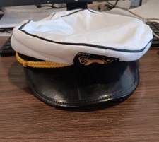 ADULT YACHT BOATER SAILOR SHIP'S CAPTAIN HAT CAP NAVY/MARINE ADMIRAL HAT, WHITE