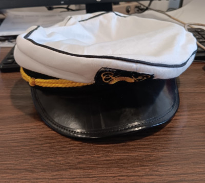 ADULT YACHT BOATER SAILOR SHIP'S CAPTAIN HAT CAP NAVY/MARINE ADMIRAL HAT, WHITE