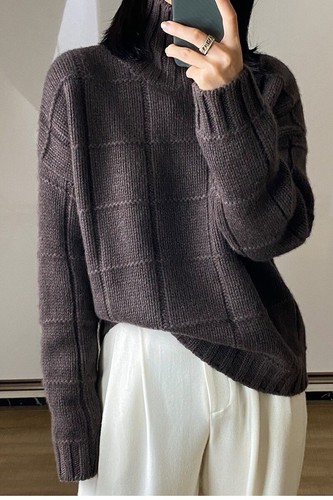 High-neck Thick Sweater Women Loose Lazy Autumn Winter New Knitted Sweater - Picture 16 of 23