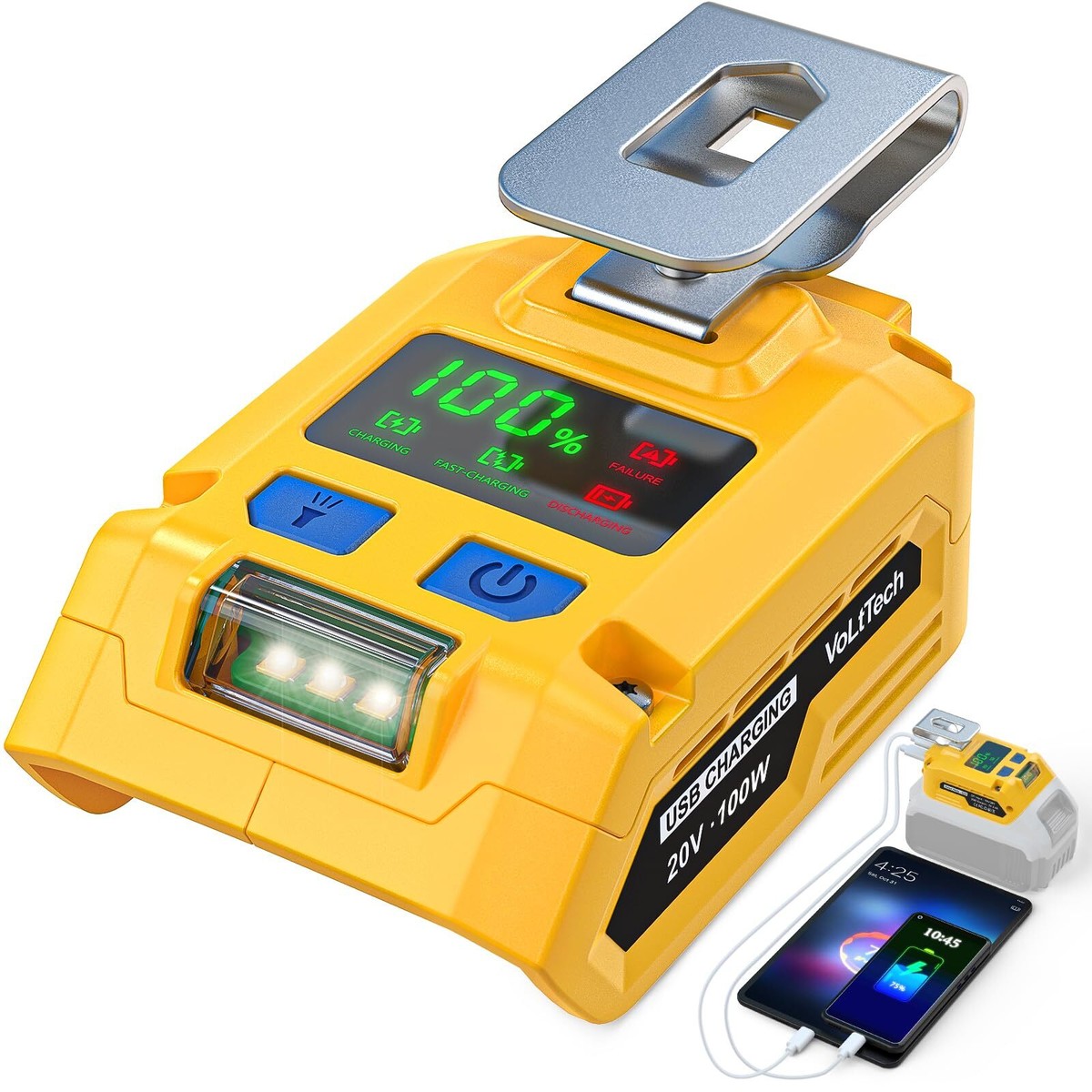 100W Battery Adapter for Dewalt 20V Cordless Battery Charger