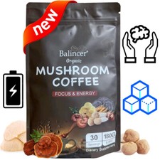 6 in 1 Balincer Organic MUSHROOM COFFEE SUPPORT FOCUS ENERGY 2000MG