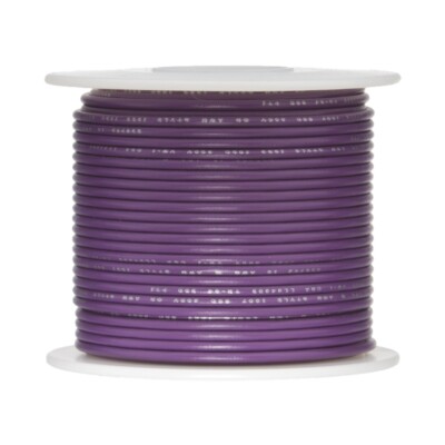24 AWG Stranded Hook Up Wire, Violet, 100 ft, 0.0440