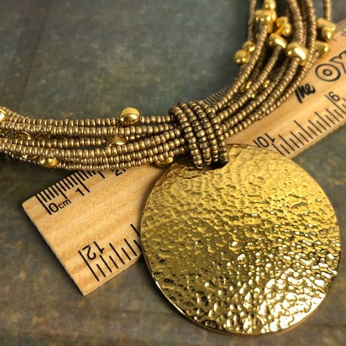 JOAN RIVERS Multi Strang Station Perle gehämmert goldfarben Amulett Anhänger Halskette - Bild 6 von 16