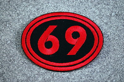 69 SIXTY NINE OVAL Biker Vest Jacket Patch embroidered, motorcycle