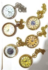 Collector  s Edition Brass Pocket Watch  Set of 6 Antique 2" Elgin with wood Box