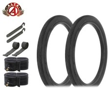 ALTA Bicycle 20" x 2.125" All BLACK 2-LINE Slick 2 TIRES, TUBES, LEVER STRIPS