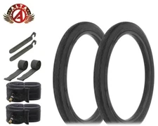 ALTA Bicycle 20" x 2.125" All BLACK 2-LINE Slick (2) TIRES, TUBES, LEVER& STRIPS