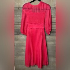 NWOT ASOS Design Pink Swiss Dot Peasant Style Sheer Dress Size 0