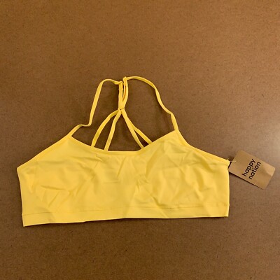 Happy Nation Girls Size XL (14/16) Yellow Strappy Pullover Bralette NWT