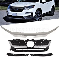 For Honda Pilot 2019 2020 2021 Front Upper Grille Grill With Molding Trim