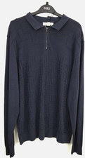 M S Autograph Men's 100 Cotton Textured Pattern Jumper In Dark Ink New