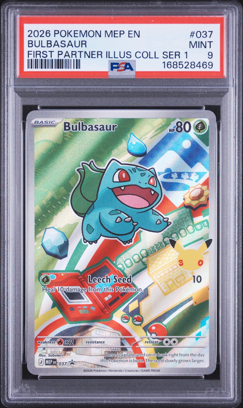 2026 POKEMON FIRST PARTNER ILLUSTRATION COLLECTION PROMO #037 BULBASAUR PSA 9