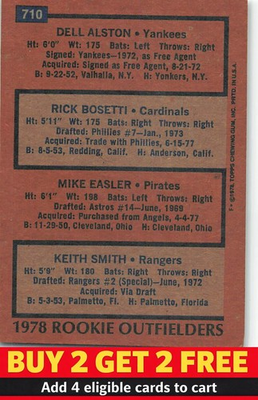 #ad 1978 Topps #710 1978 RC Outfielders Dell Alston Rick Bosetti Mike MLB MLB $0.99