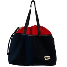 Jack Gomme Two-Tone Drawstring Tote Bag in Navy and Red Women USED