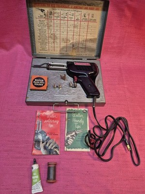 Vintage Weller 8250A Soldering Gun Kit Metal Case Manuals Tips Tested Working