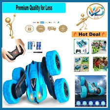 F-Blue Remote Control Car 360° Rotating Stunt RC All Terrain 4WD LED Light