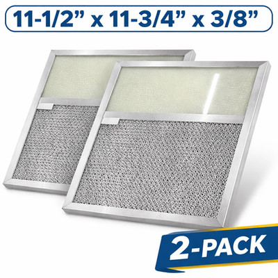 11-1/2'' x 11-3/4'' x 3/8'' Aluminum Range Hood Filter w/ Cover 2-Pack