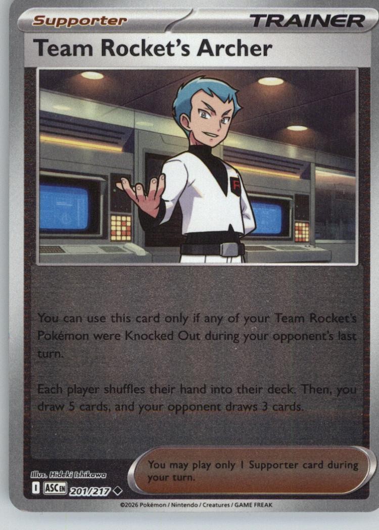 Team Rocket's Archer 201/217 Uncommon Ascended Heroes Pokemon Reverse Holo NM