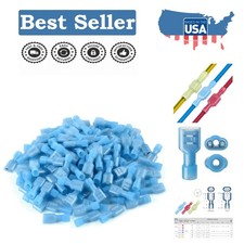 High-Quality 100 Pack Blue Nylon Insulated Female Spade Connectors 16-14 AWG